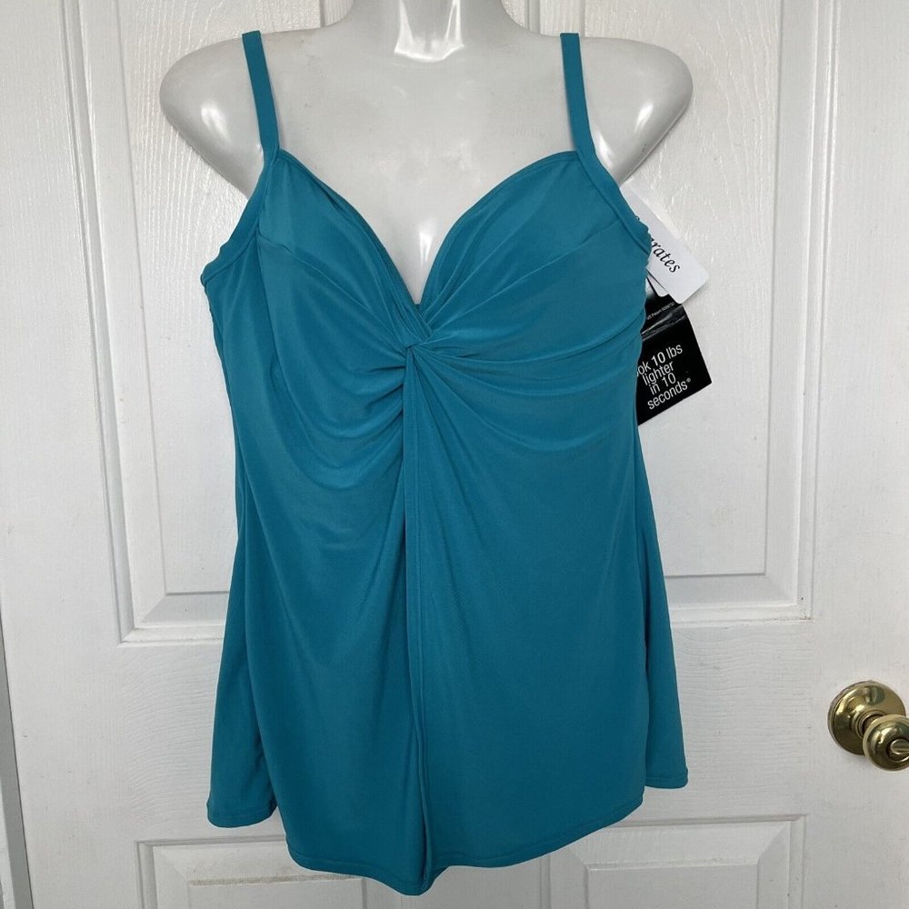 NEW Miraclesuit Tankini Swim Top Lagoon Blue Love Knot Size 8